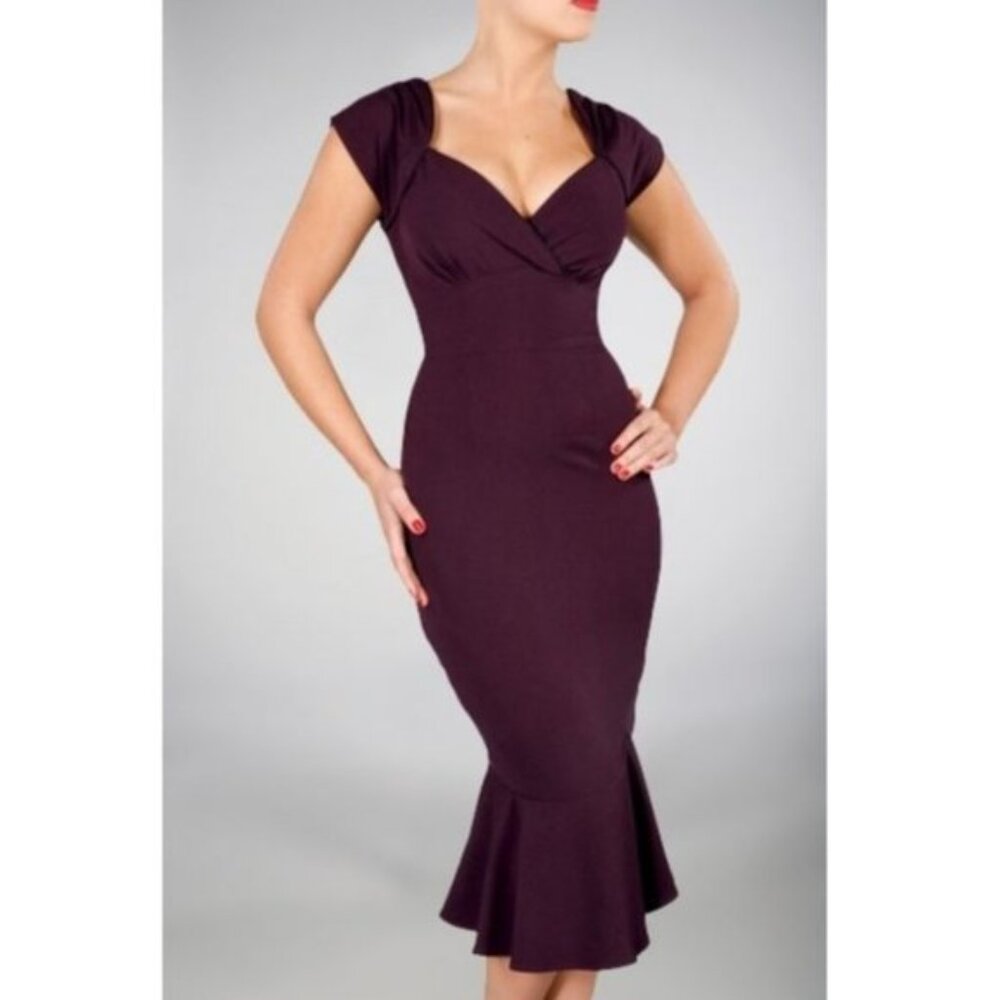 Stop Staring Lula Dress Size S Purple Wiggle Sweetheart Neckline Retro Pinup